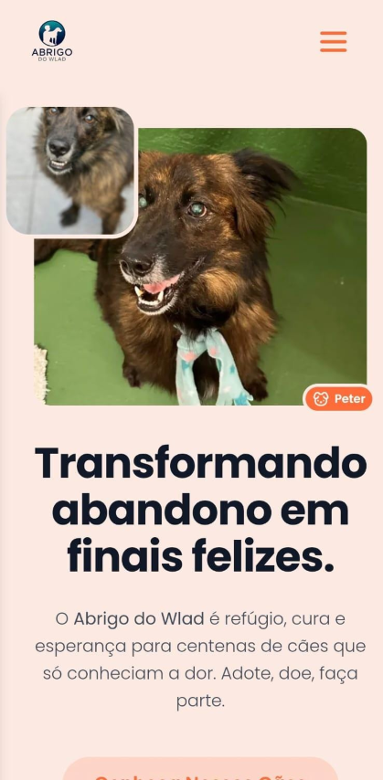 Screenshot do site Abrigo do Wlad